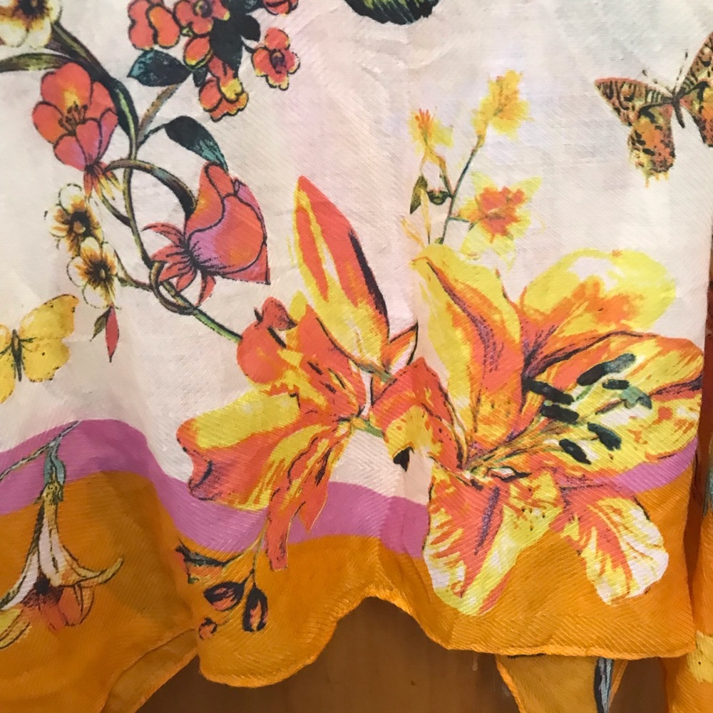 Vince Camuto Kimono Top Floral Open Front Batwing Sleeve Tie Cover Up‎ Boho - Picture 8 of 14